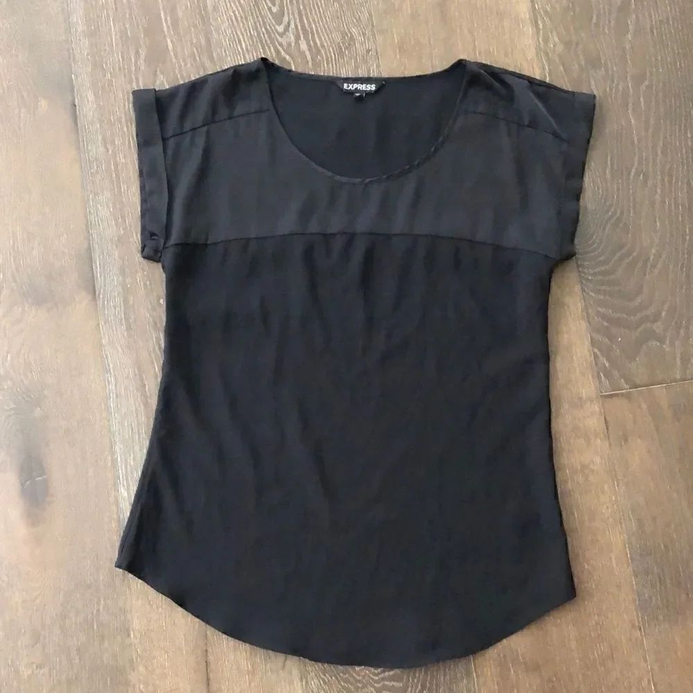 Express black flowy silky dress blouse sz S